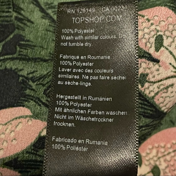 NWT Topshop Hibiscus Floral Halter Neck Midi Dress Green and Pink Size 12 - Picture 9 of 9